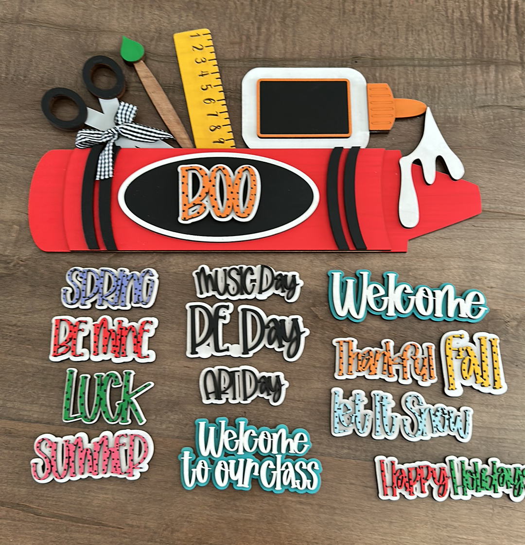 3D Interchangeable Decor - School Crayon