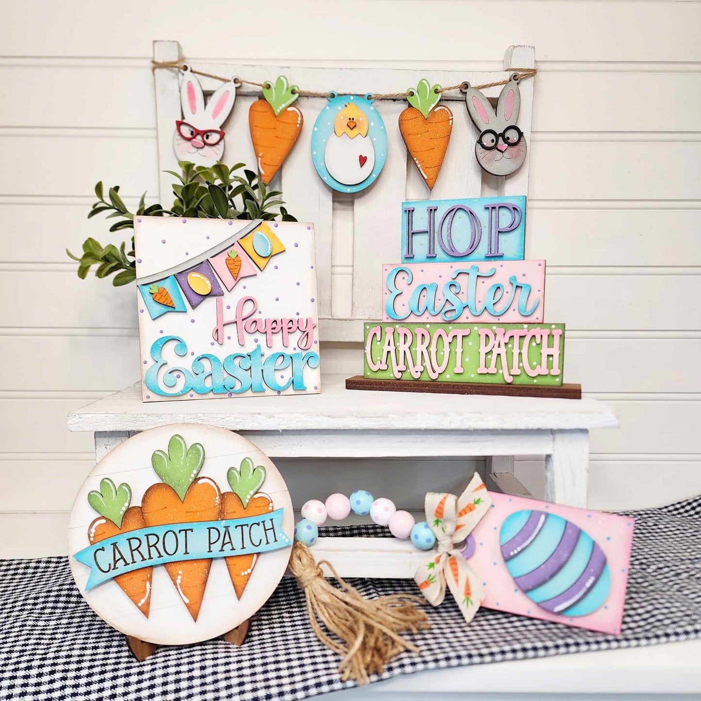 3D Tiered Tray Decor - Happy Easter Carrot Patch