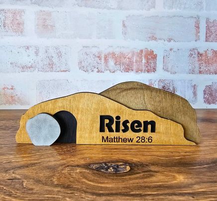 3D Decor He is Risen Empty Tomb