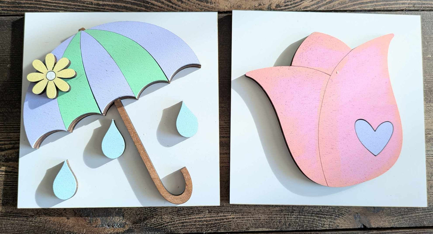 3D Interchangeable Square INSERTS - Easter and Spring