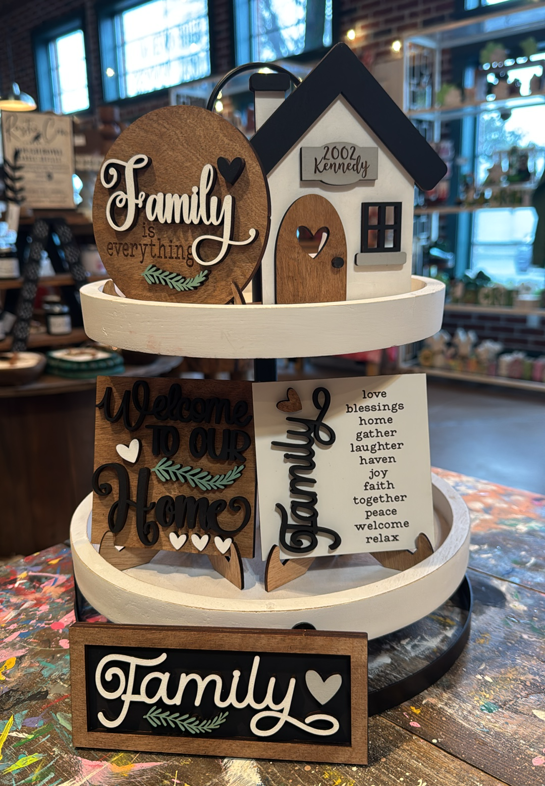 3D Tiered Tray Decor - Family Welcome to our Home