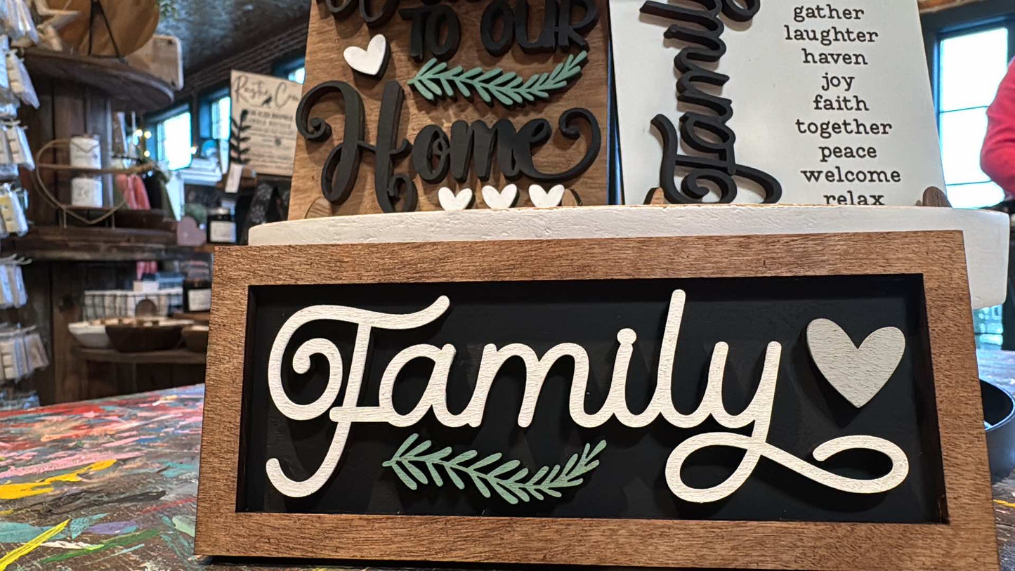 3D Tiered Tray Decor - Family Welcome to our Home