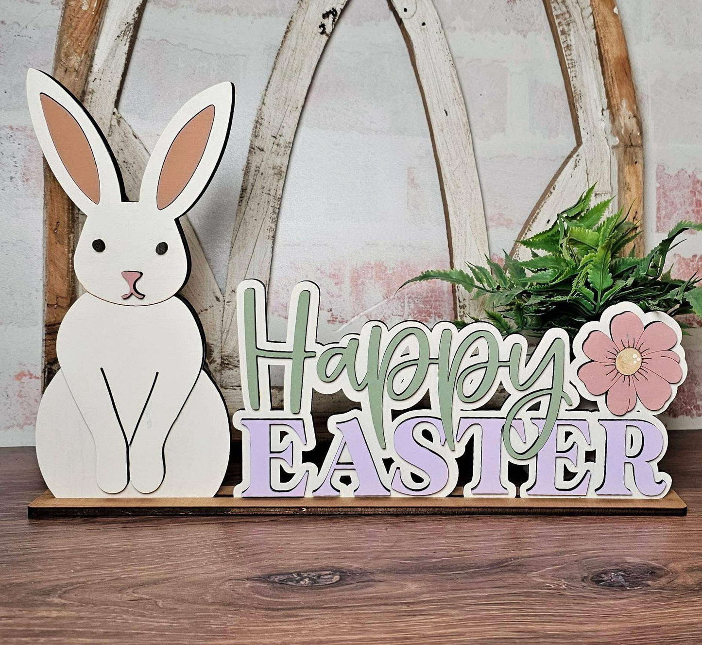 3D Standing Happy Easter with bunny display