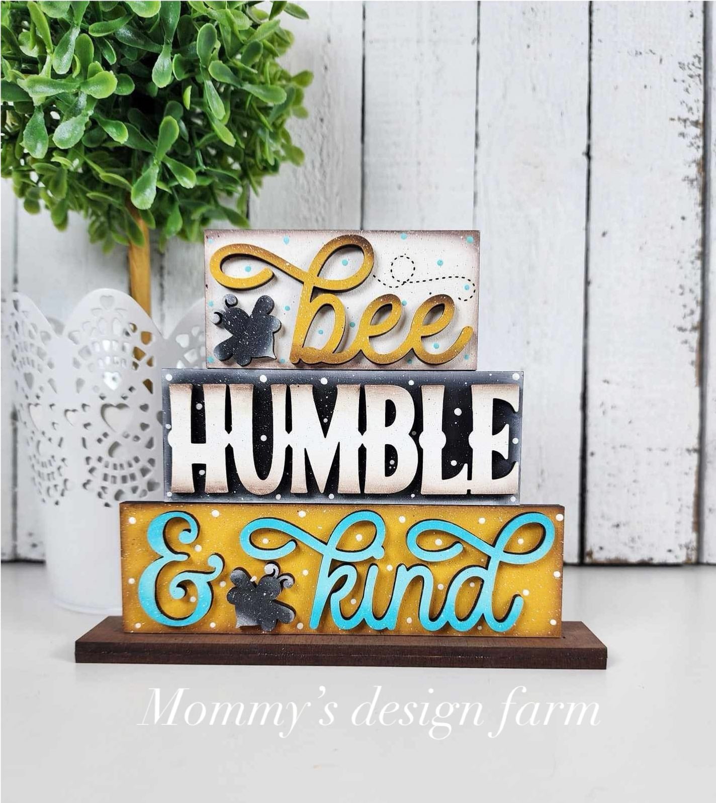 3D Boxy Book Stack - Bee Humble & Kind
