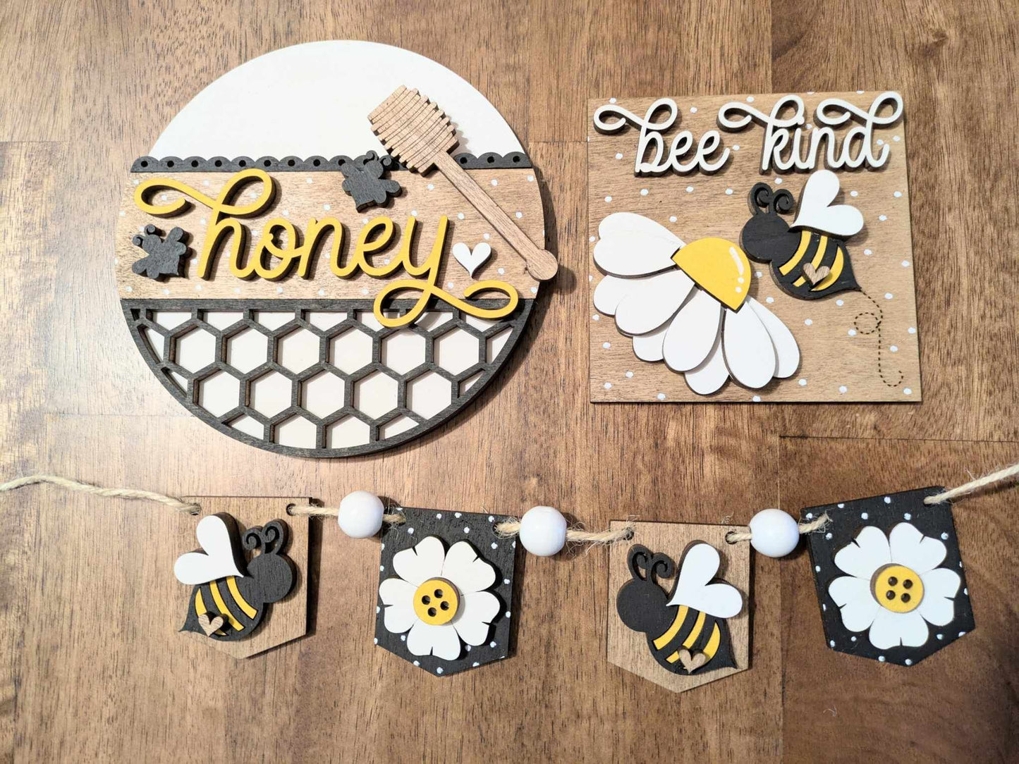 3D Tiered Tray Decor - Bee Kind - Honey