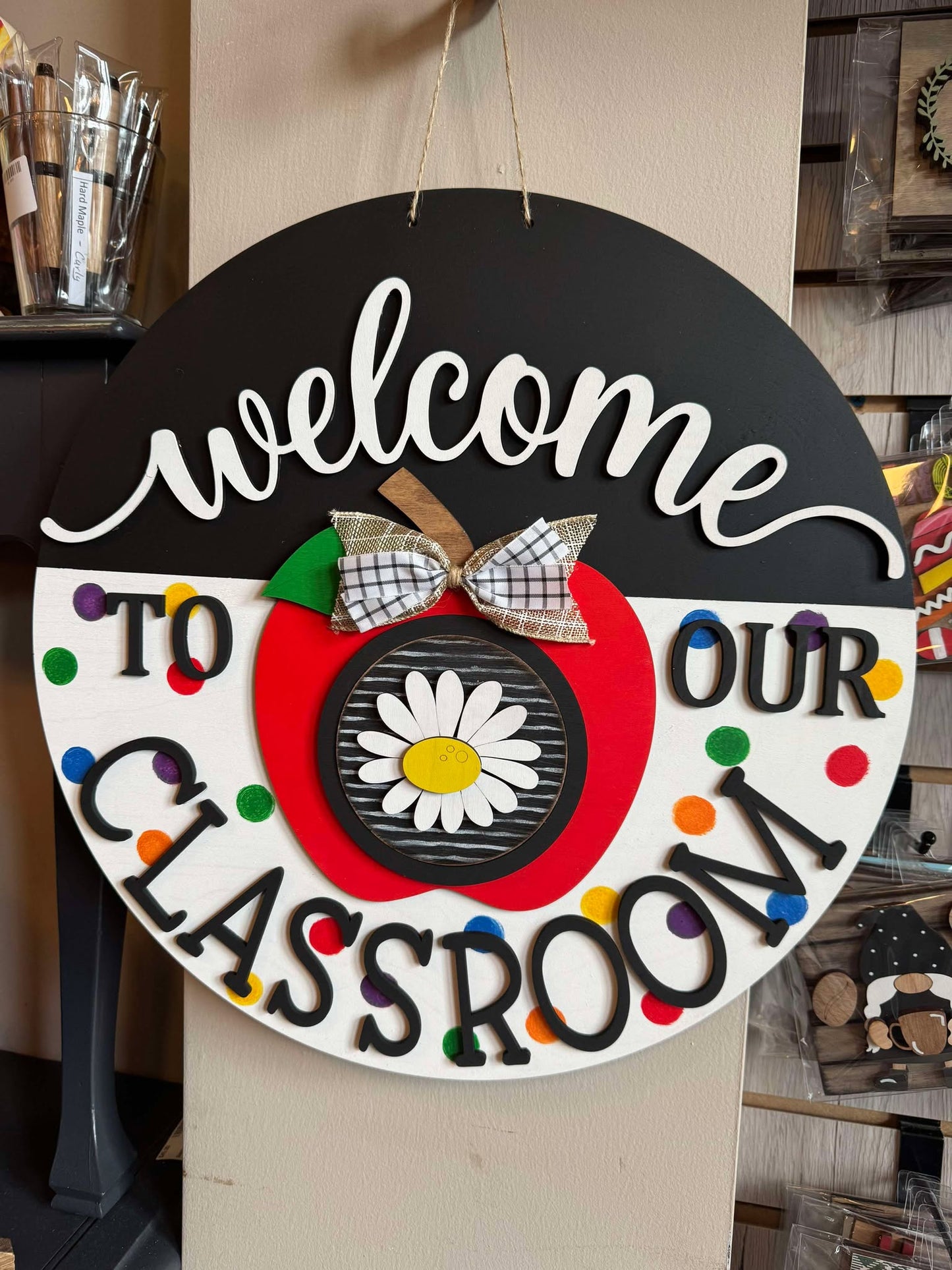 3D Interchangeable Doorhanger Welcome to our Classroom with Apple BASE