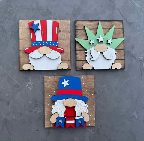 3D Interchangeable Square INSERTS ONLY - Patriotic