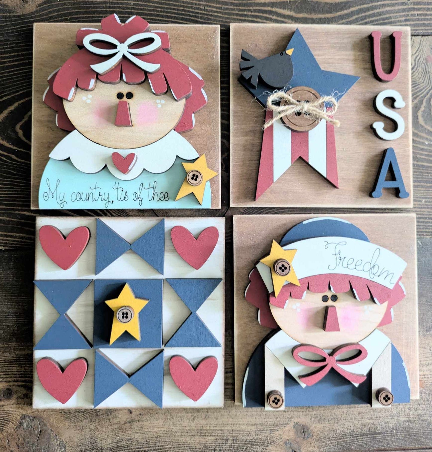3D Interchangeable Square INSERTS ONLY - Patriotic