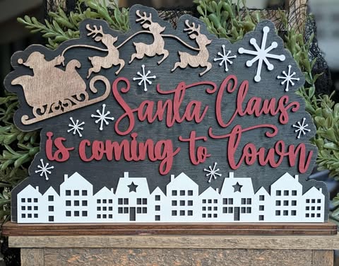 3D Standing Santa Claus is coming to town Display