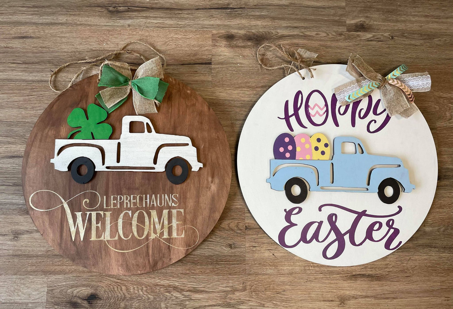3D Door hanger Reversible truck - St Patrick's Day and Easter