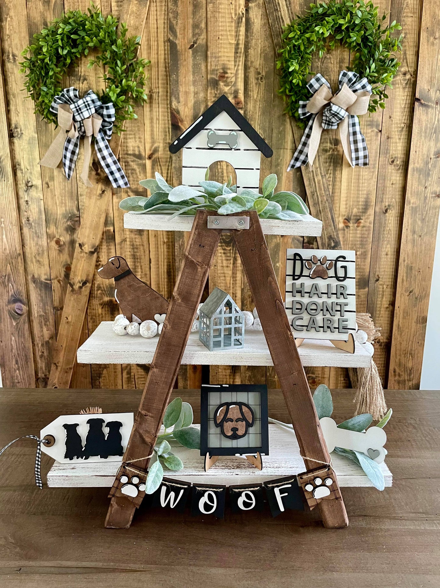 3D Tiered Tray Decor - Dog Plaid
