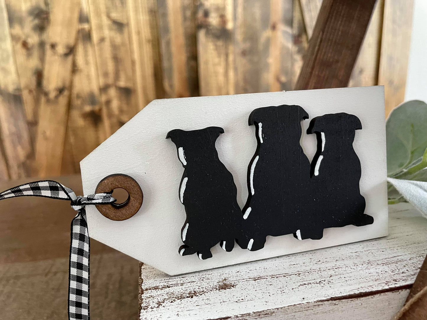 3D Tiered Tray Decor - Dog Plaid
