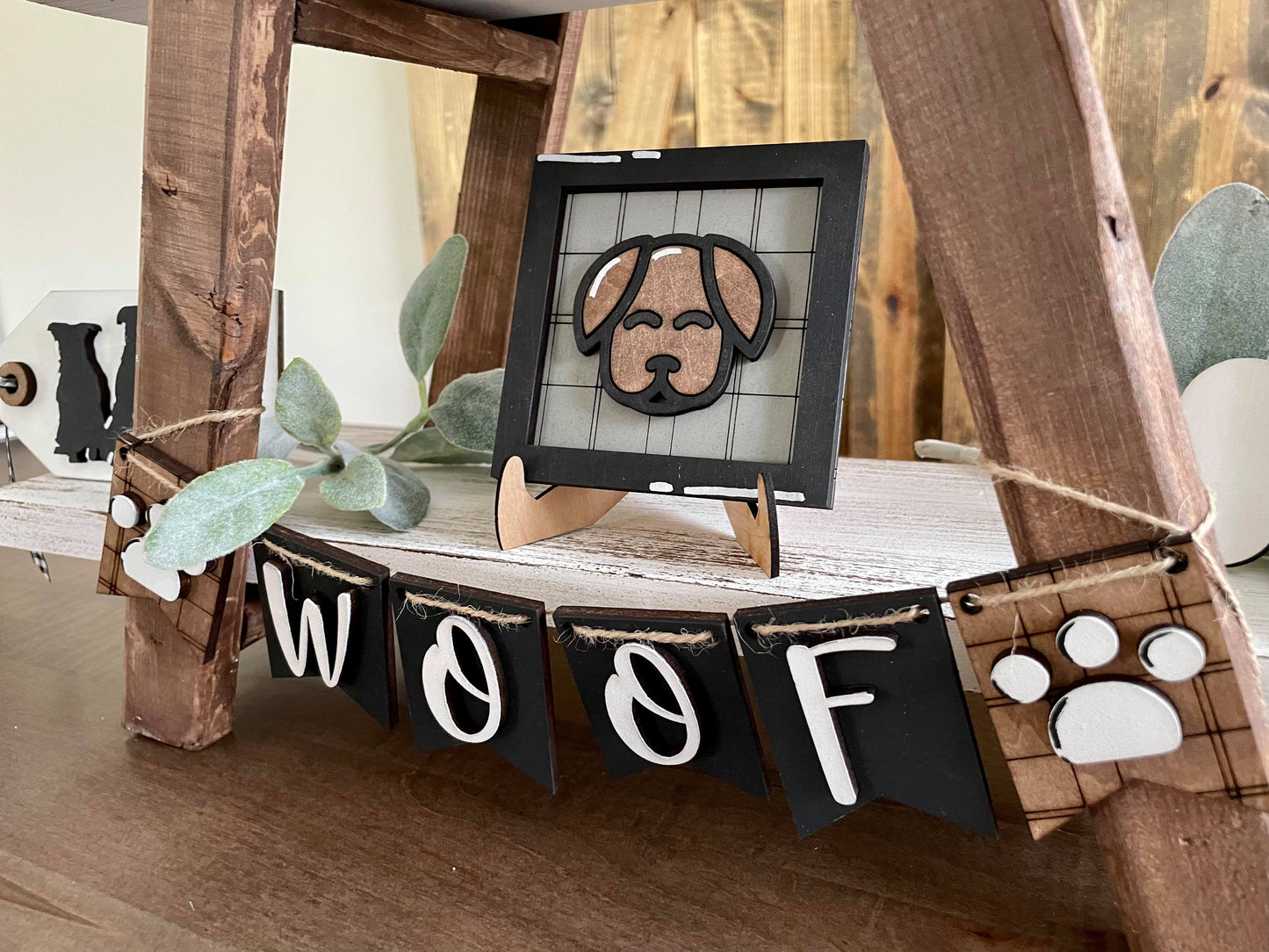 3D Tiered Tray Decor - Dog Plaid