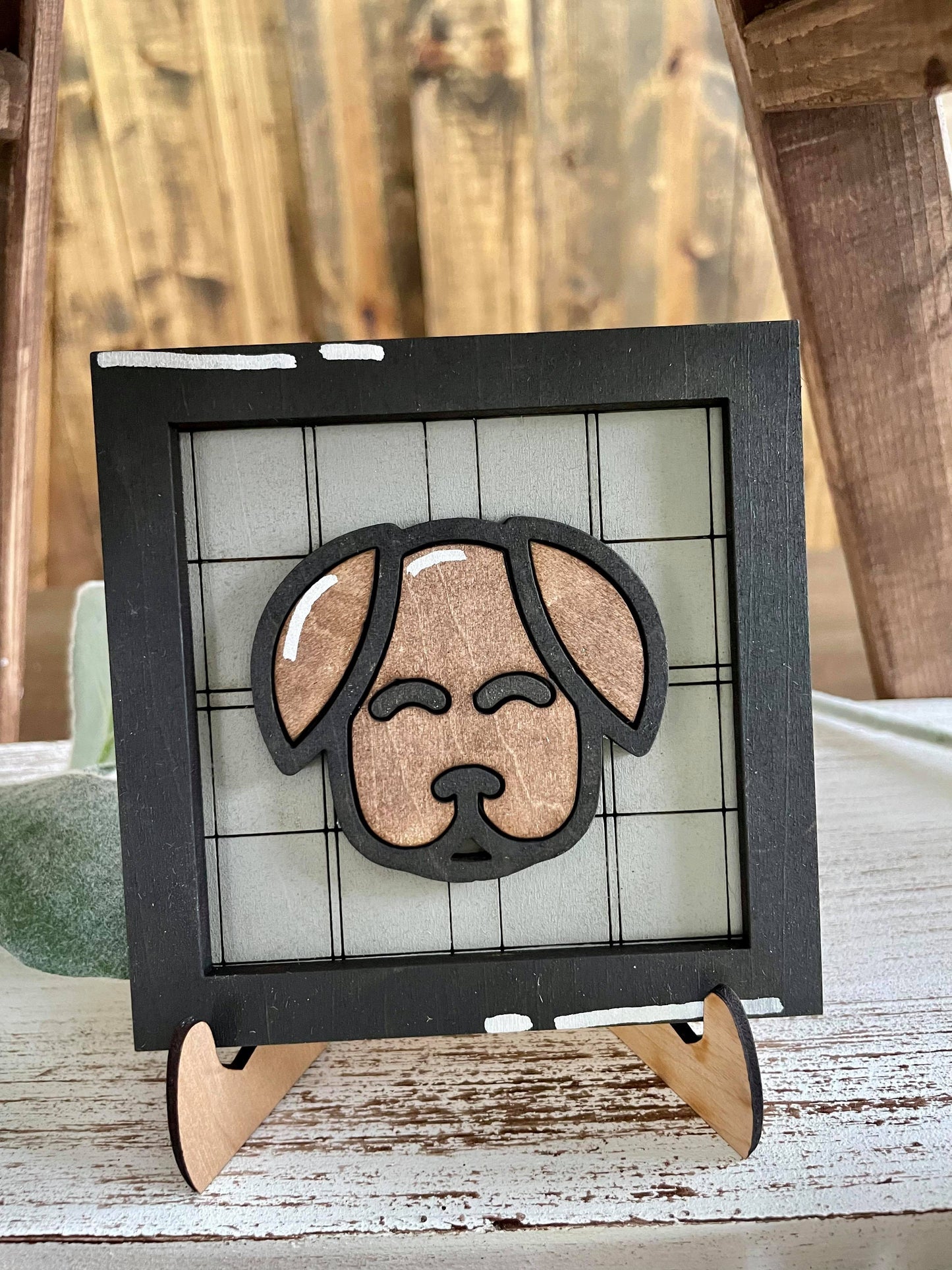 3D Tiered Tray Decor - Dog Plaid