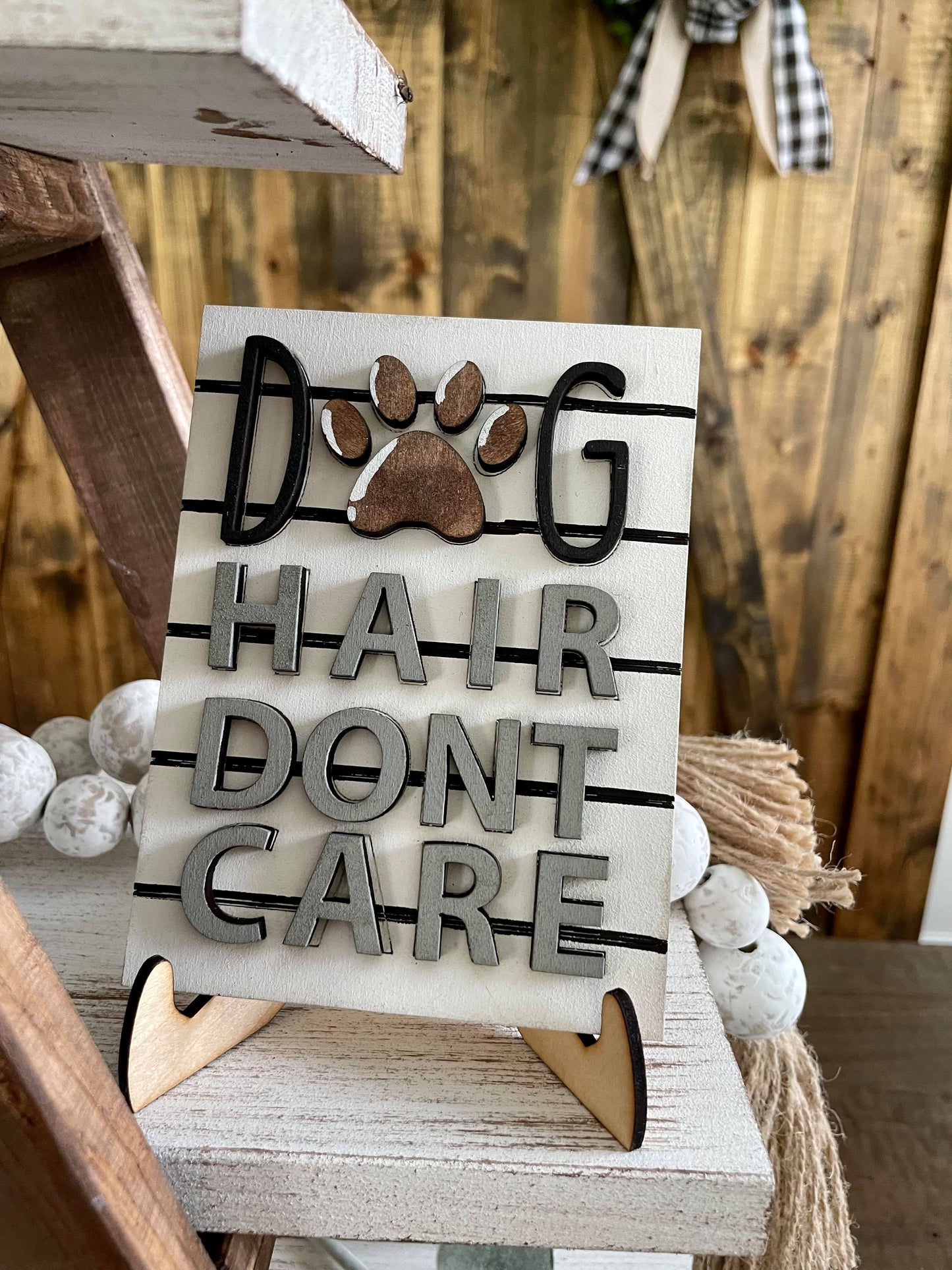 3D Tiered Tray Decor - Dog Plaid
