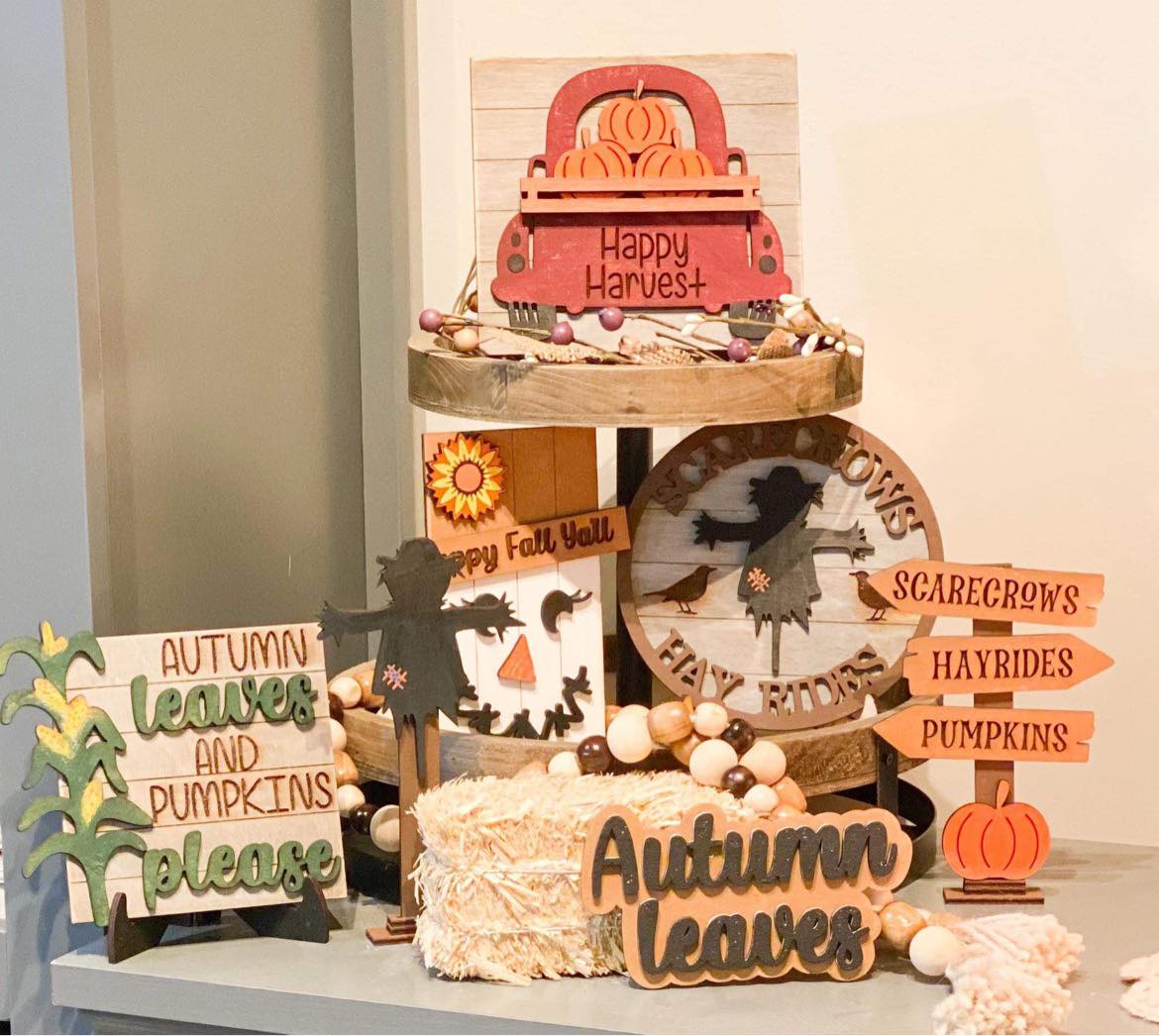 3D Tiered Tray Decor - Happy Harvest Scarecrow