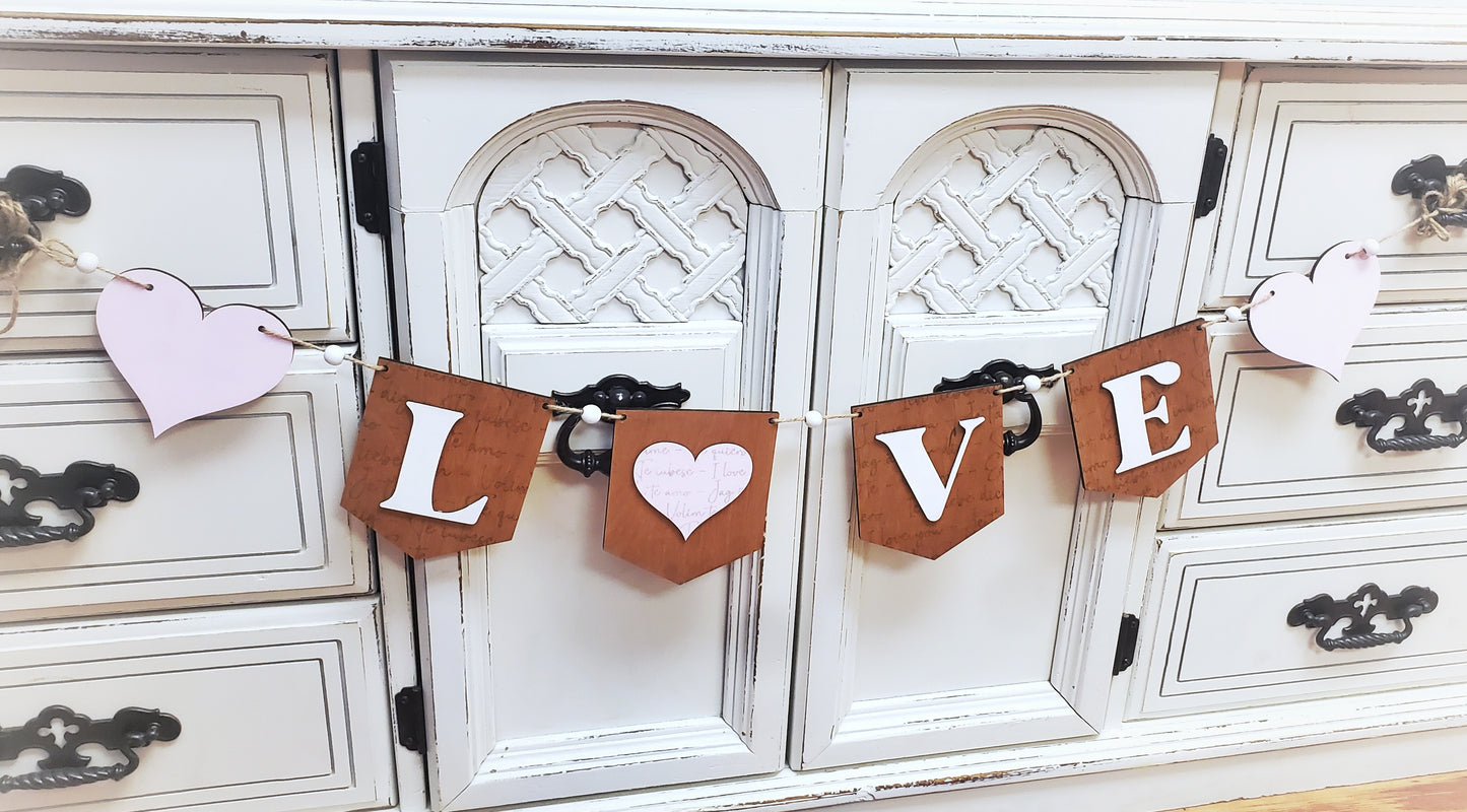 3D Banner - 3D Love Banner with etched Background - Valentines Day