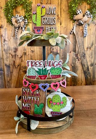 Tiered Tray Decor - Valentines Day - Love grows here
