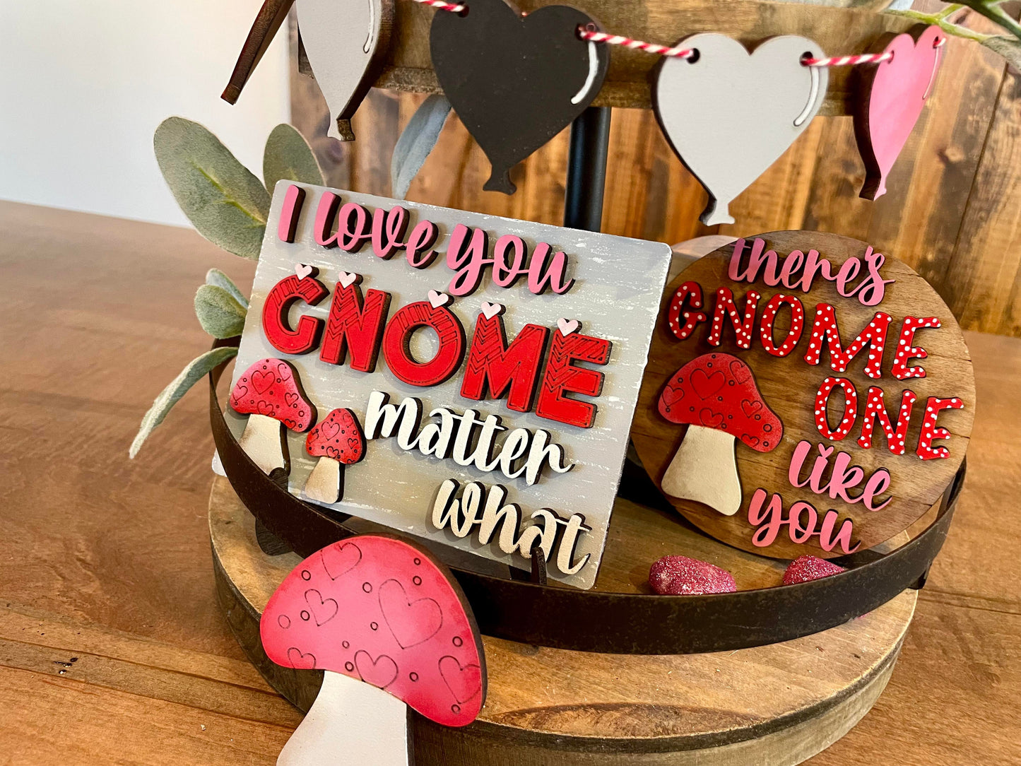 3D Tiered Tray Decor - Valentines Day - Gnome