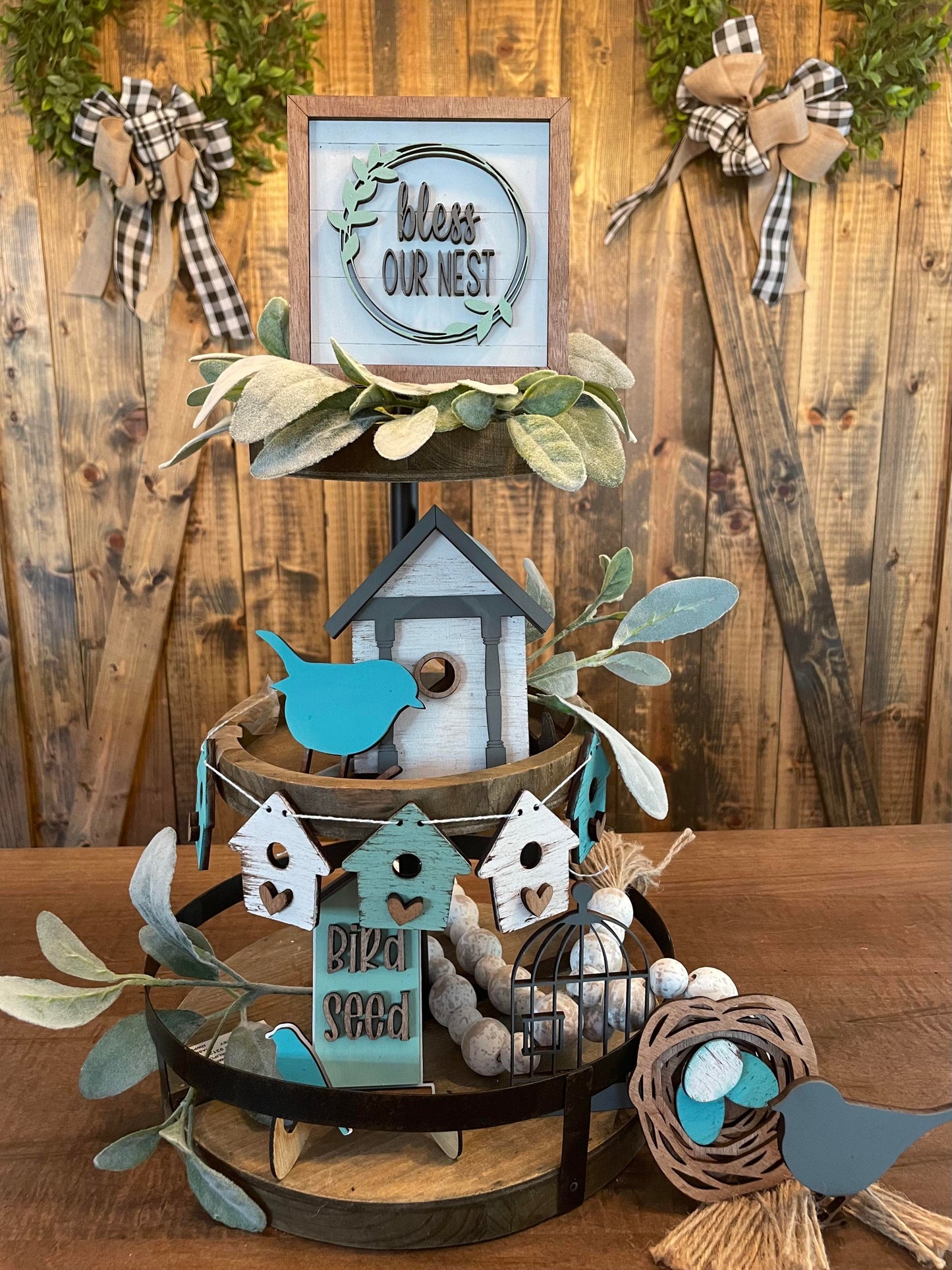 3D Tiered Tray Decor - Bird House