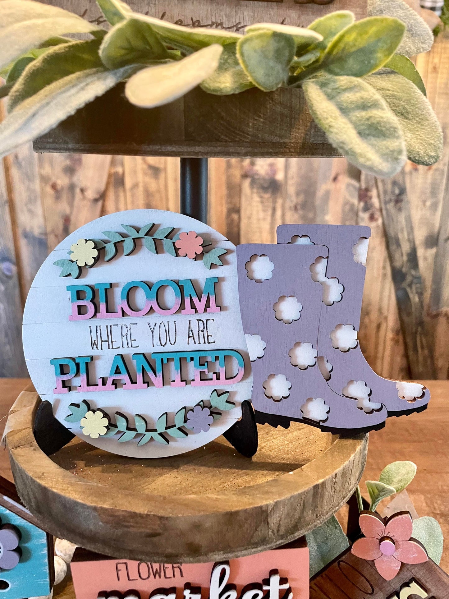 3D Tiered Tray Decor - Tulips