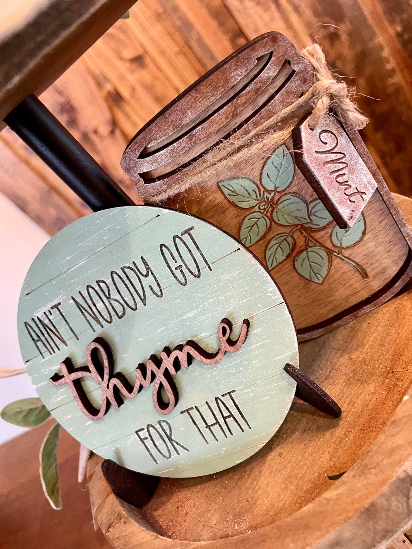 3D Tiered Tray Decor - Herbs