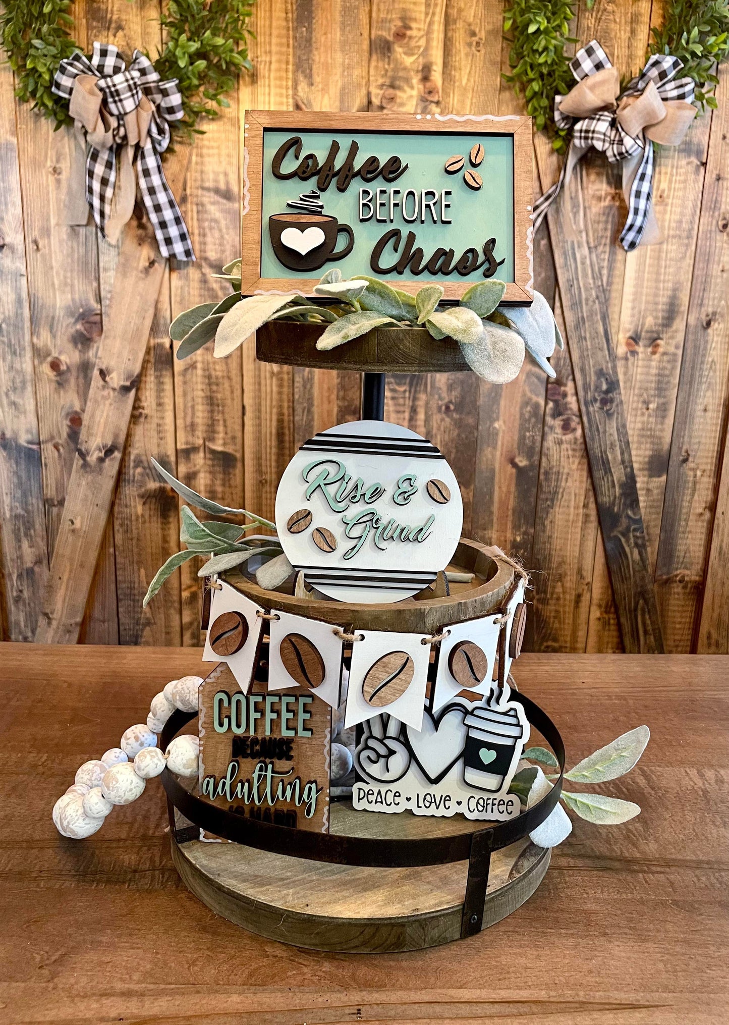 3D Tiered Tray Decor - Coffee before Chaos