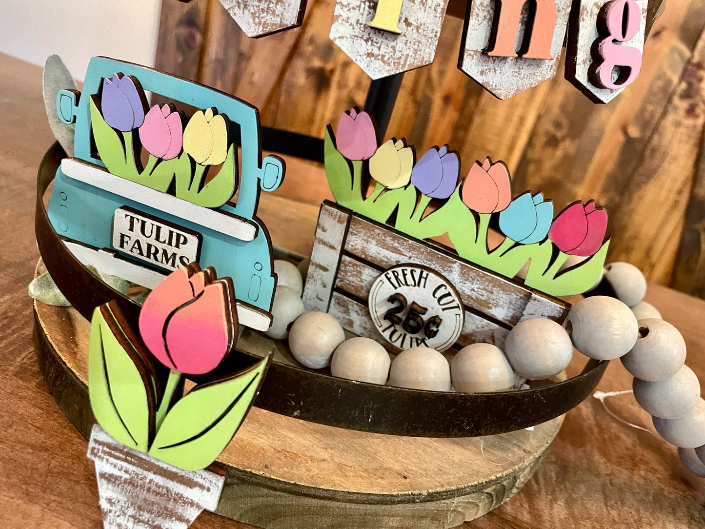 3D Tiered Tray Decor - Spring