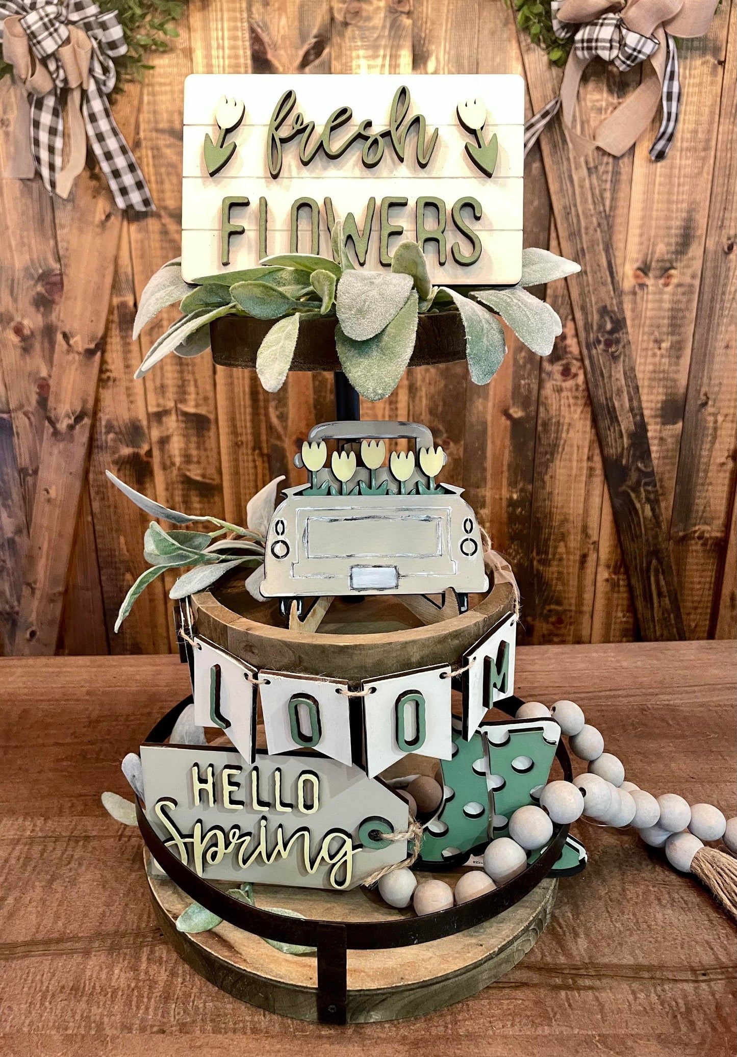 3D Tiered Tray Decor - Spring bloom