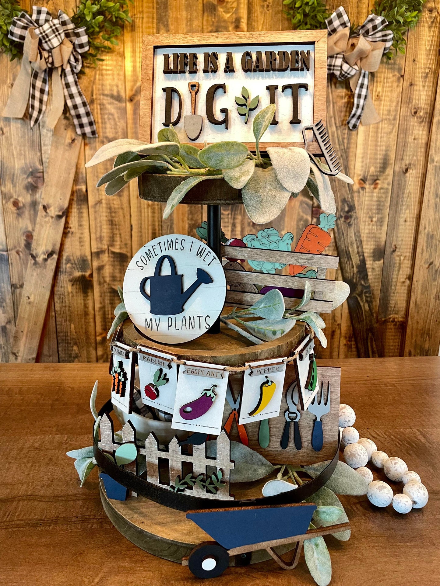3D Tiered Tray Decor - Vegetable Garden