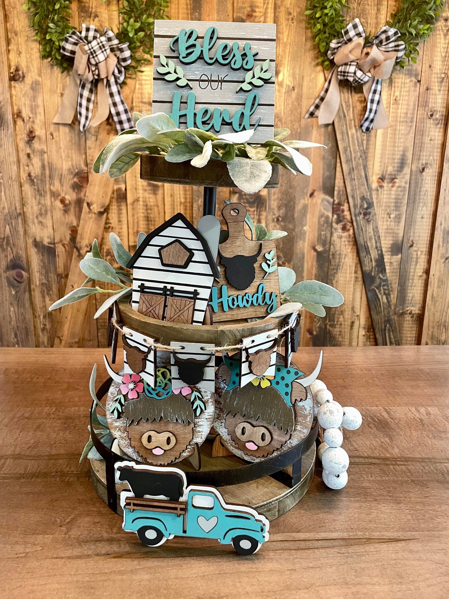 3D Tiered Tray Decor - Highland Cow