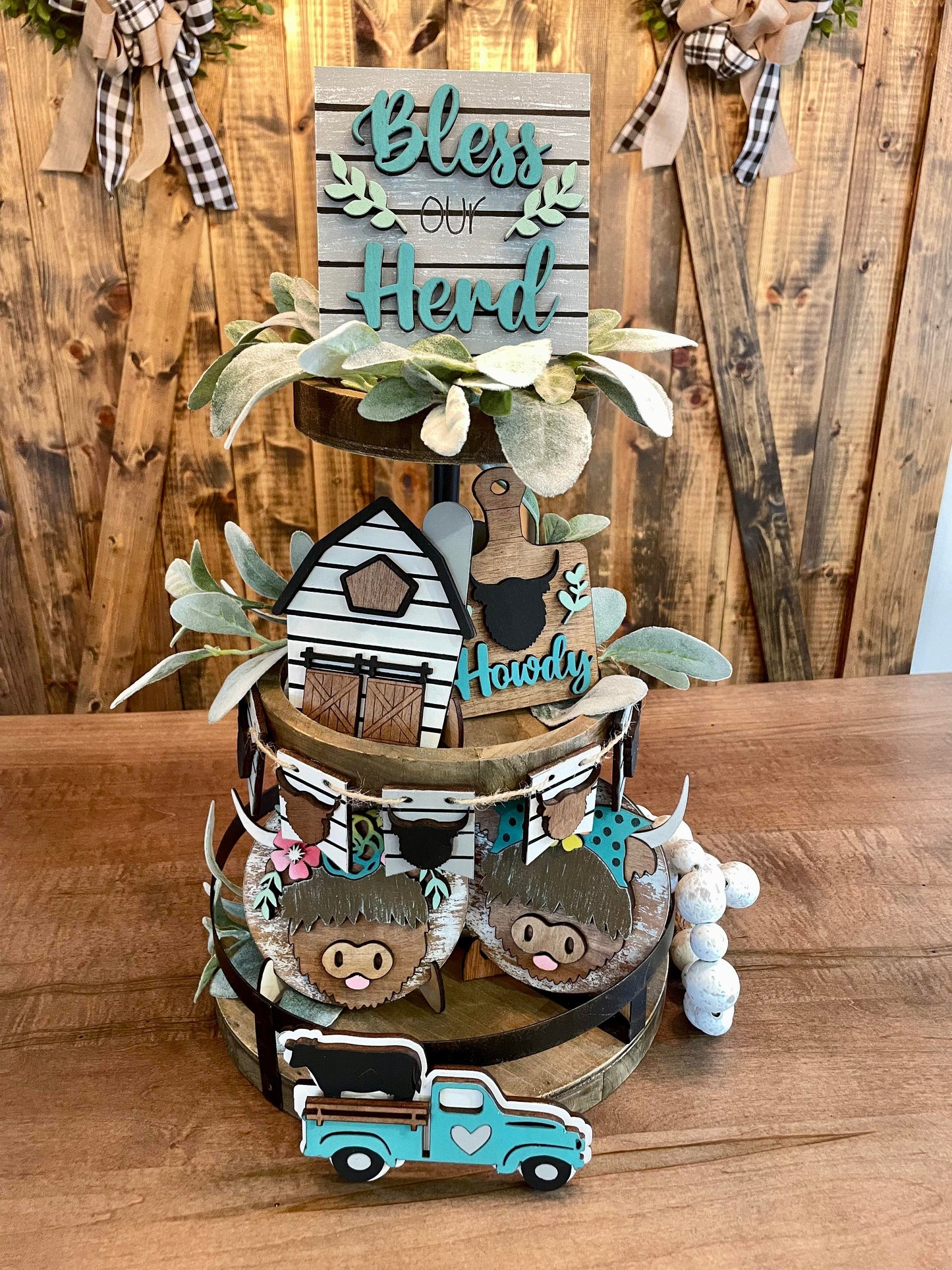 3D Tiered Tray Decor - Highland Cow