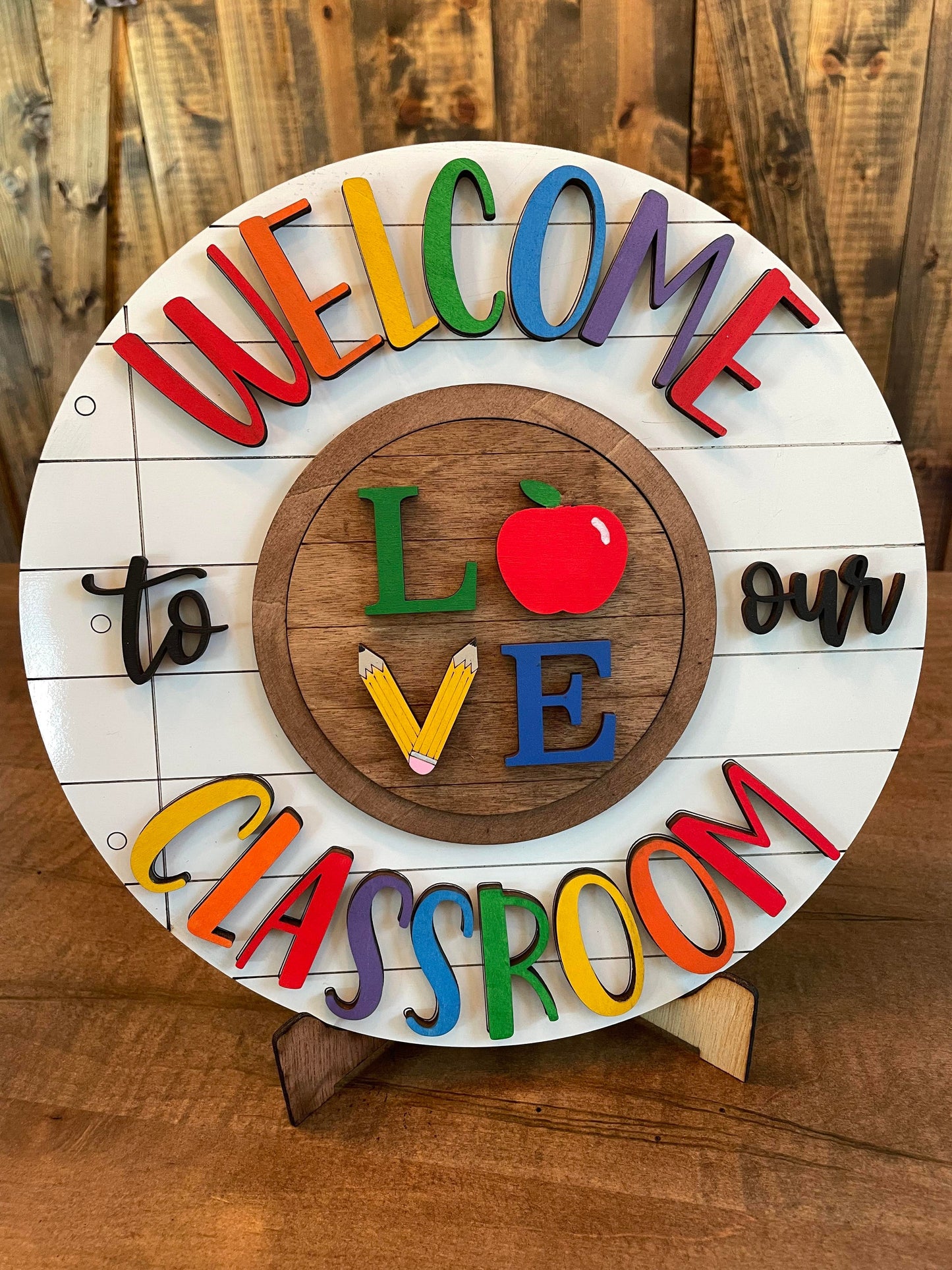 3D Interchangeable Welcome to our Classroom Round (paper background) BASE