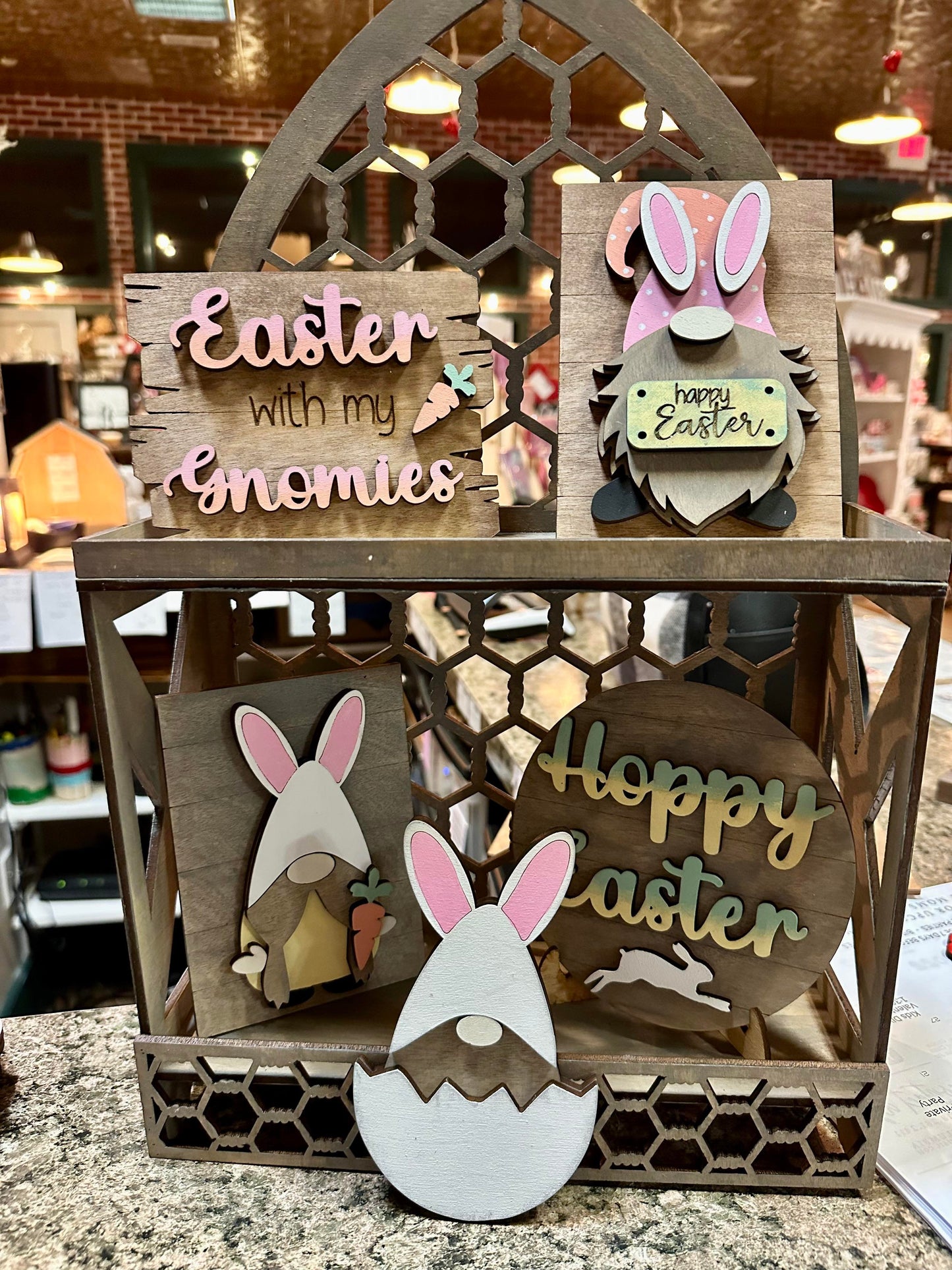 3D Tiered Tray Decor - Happy Easter Gnomes
