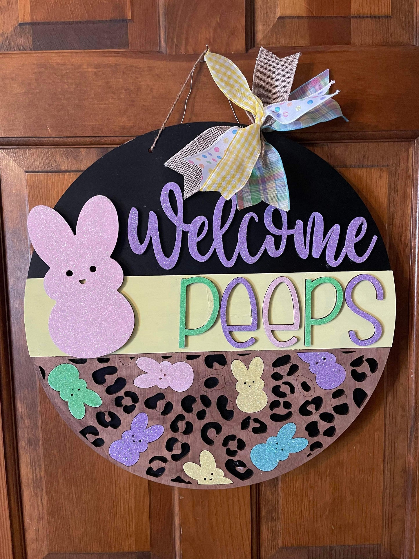3D Door hanger - Welcome Peeps with Peeps and Cheetah print