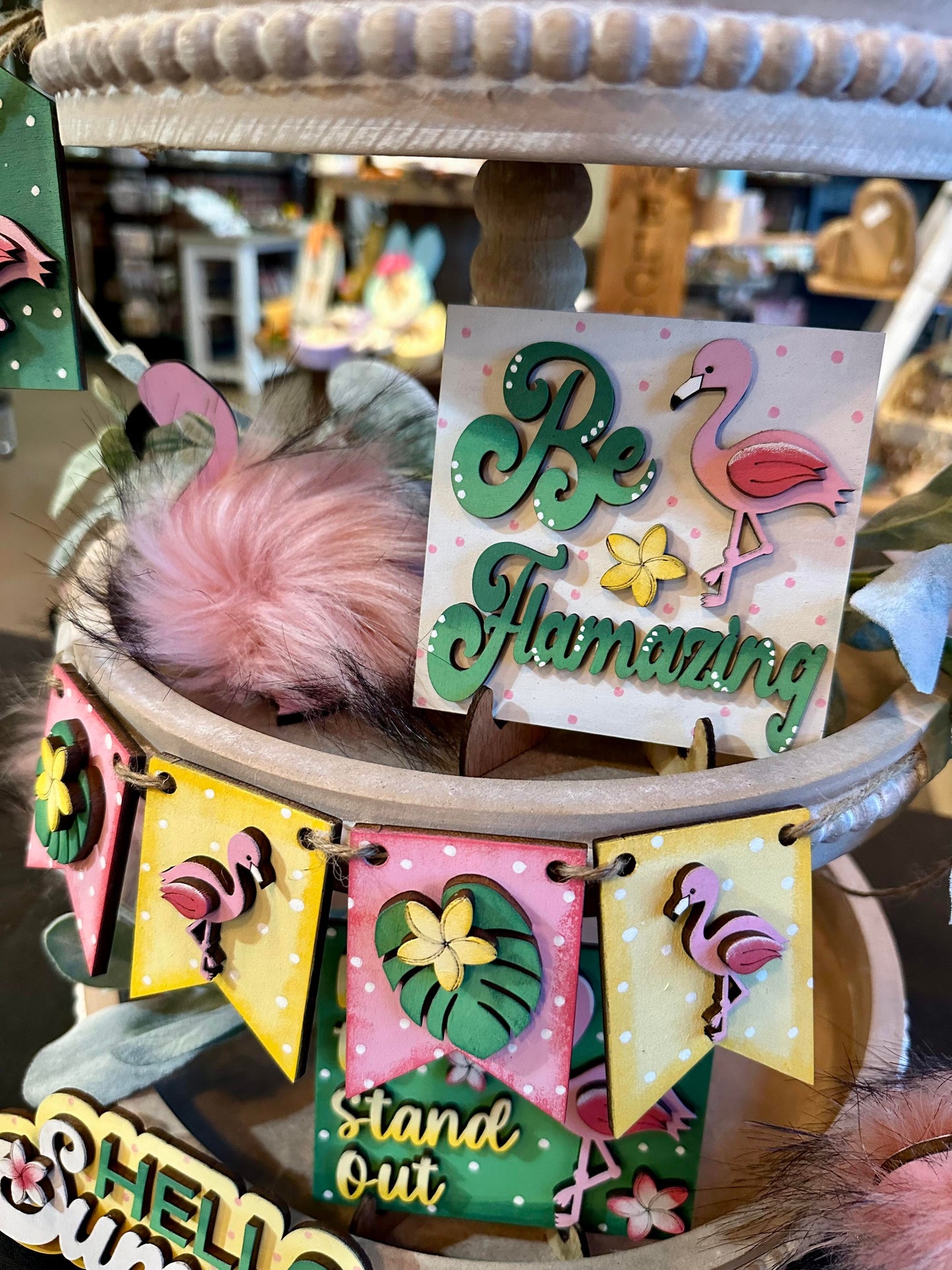 3D Tiered Tray Decor - Flamingo