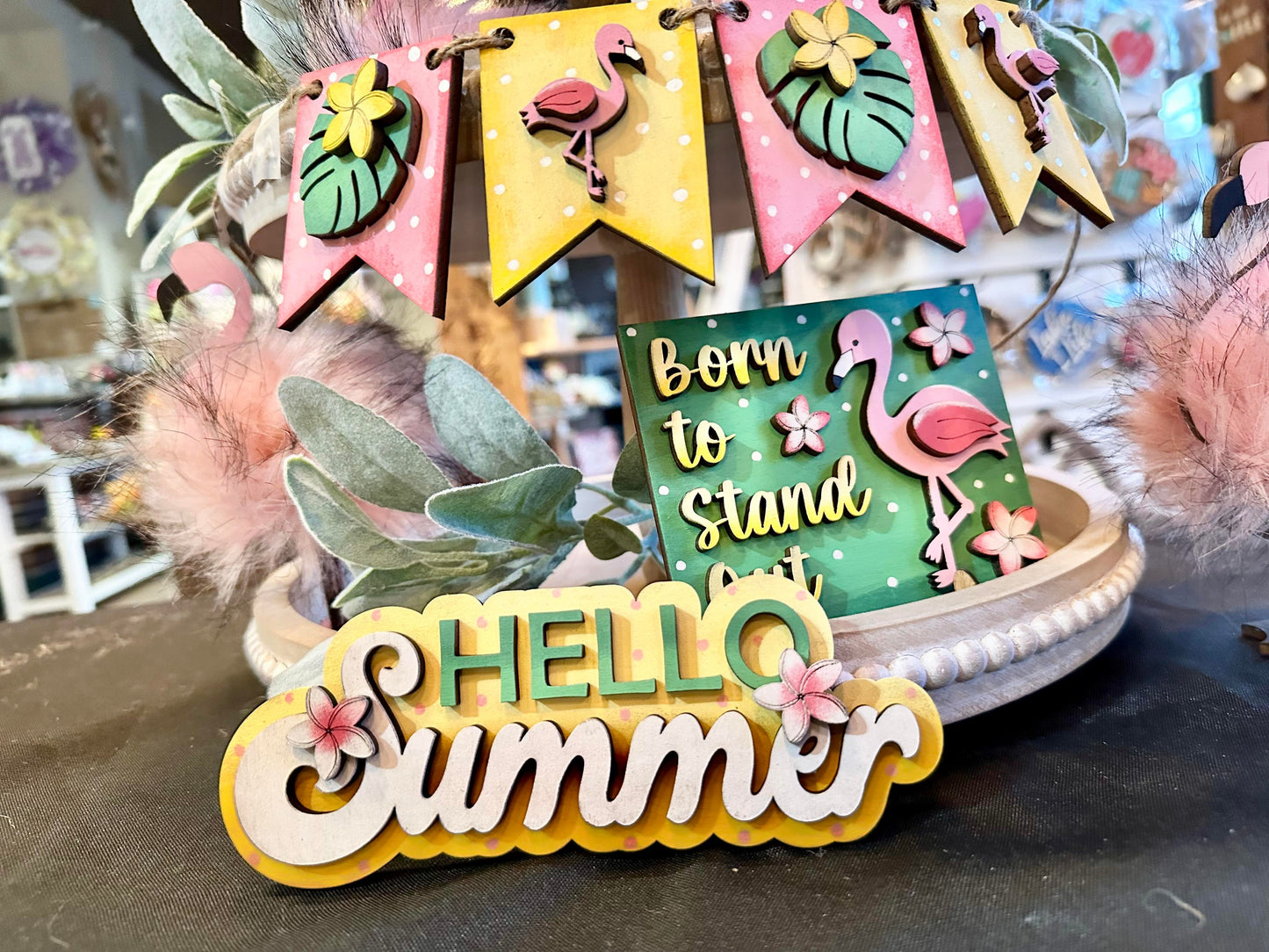 3D Tiered Tray Decor - Flamingo
