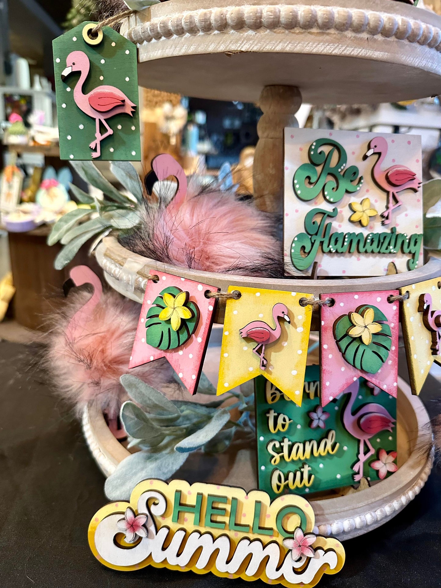 3D Tiered Tray Decor - Flamingo