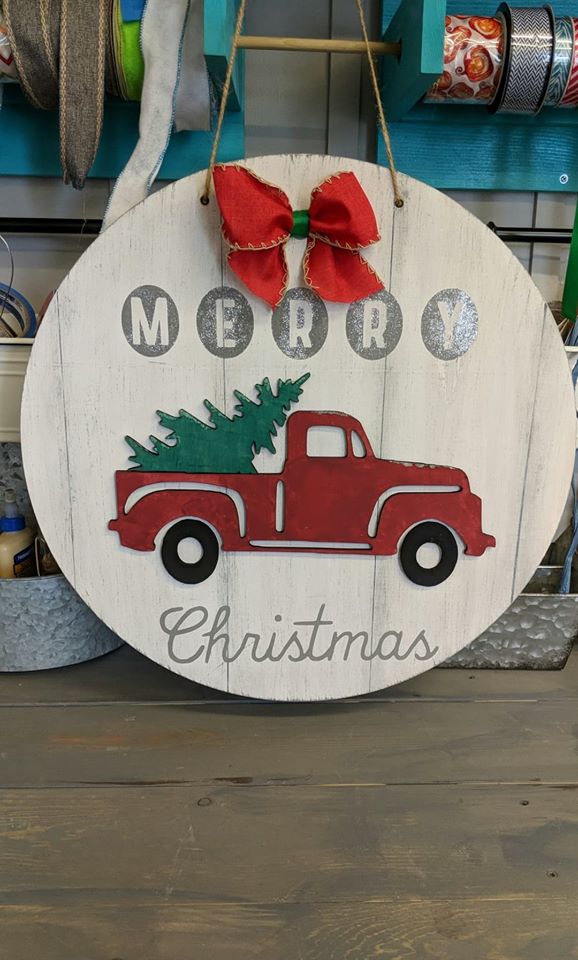 Door hanger Reversible truck - Fall and Christmas