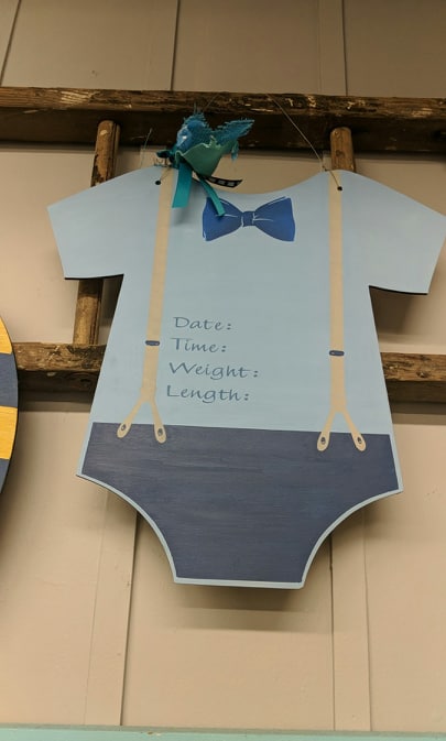 Door hanger baby boy onesie