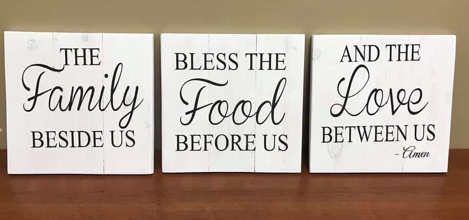 Bless the food before us the family beside us and the love between us Amen mini trio