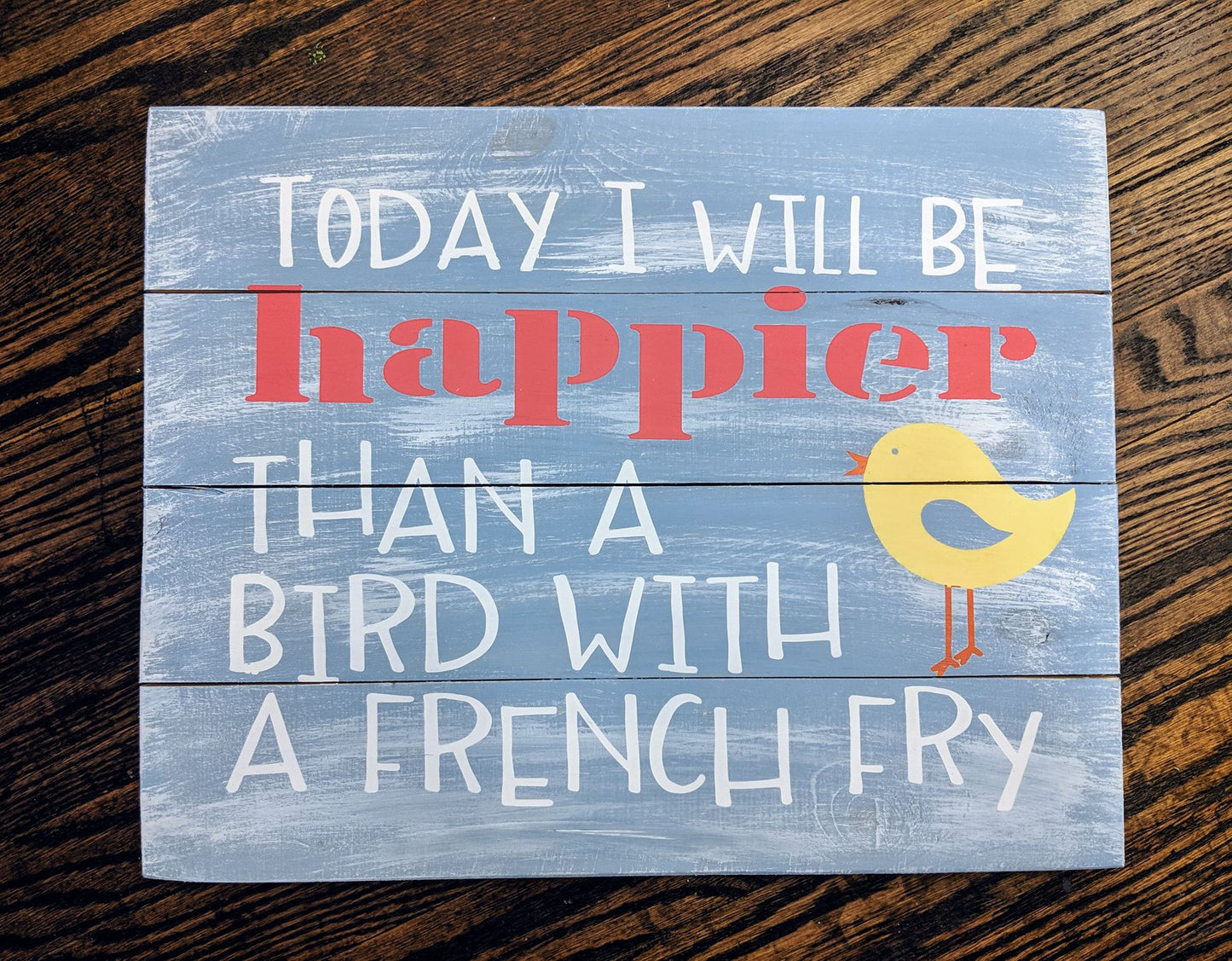 Today I will be happier than a bird with a french fry