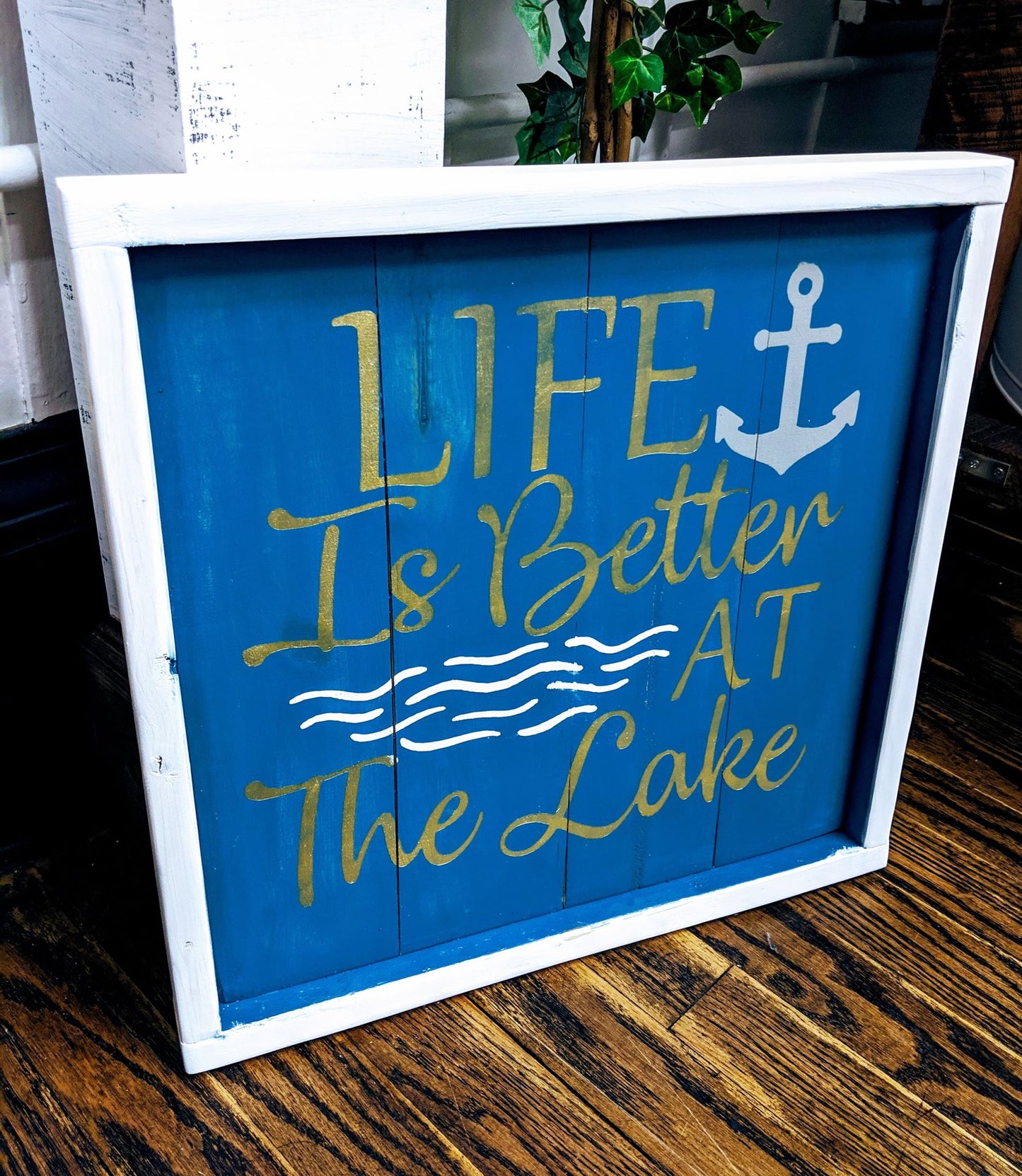 Life is better at the lake with anchor and waves