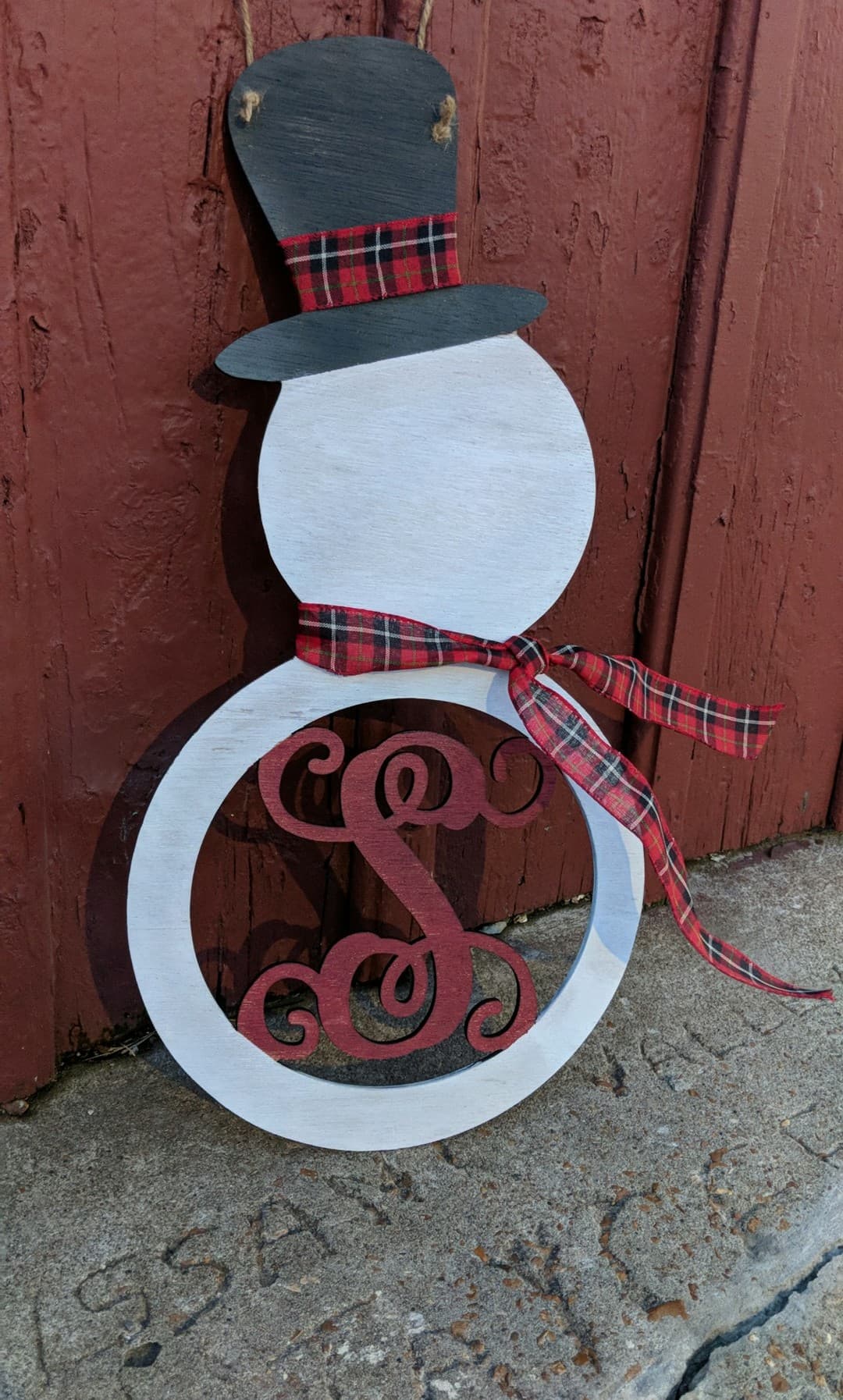 Door hanger snowman with letter