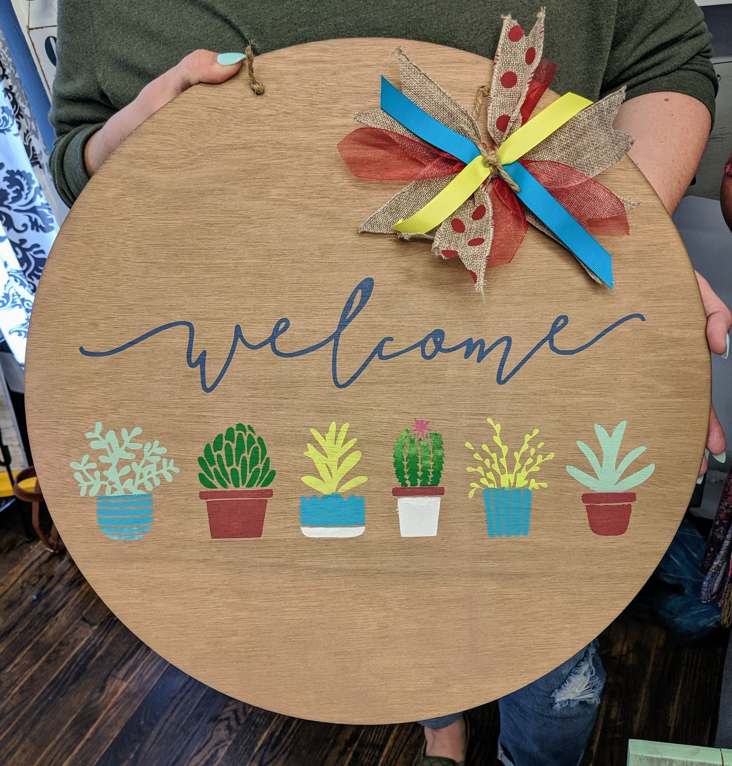 Door hanger Welcome with Cactus