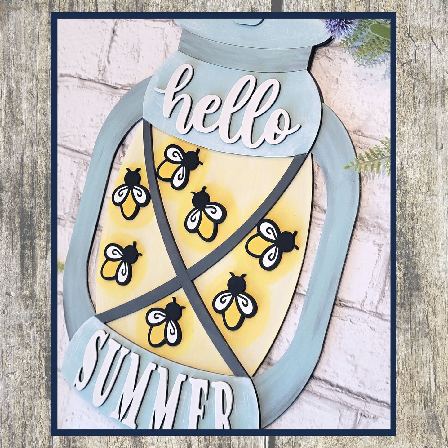 3D Door hanger - Hello Summer with Lightning bug Lantern