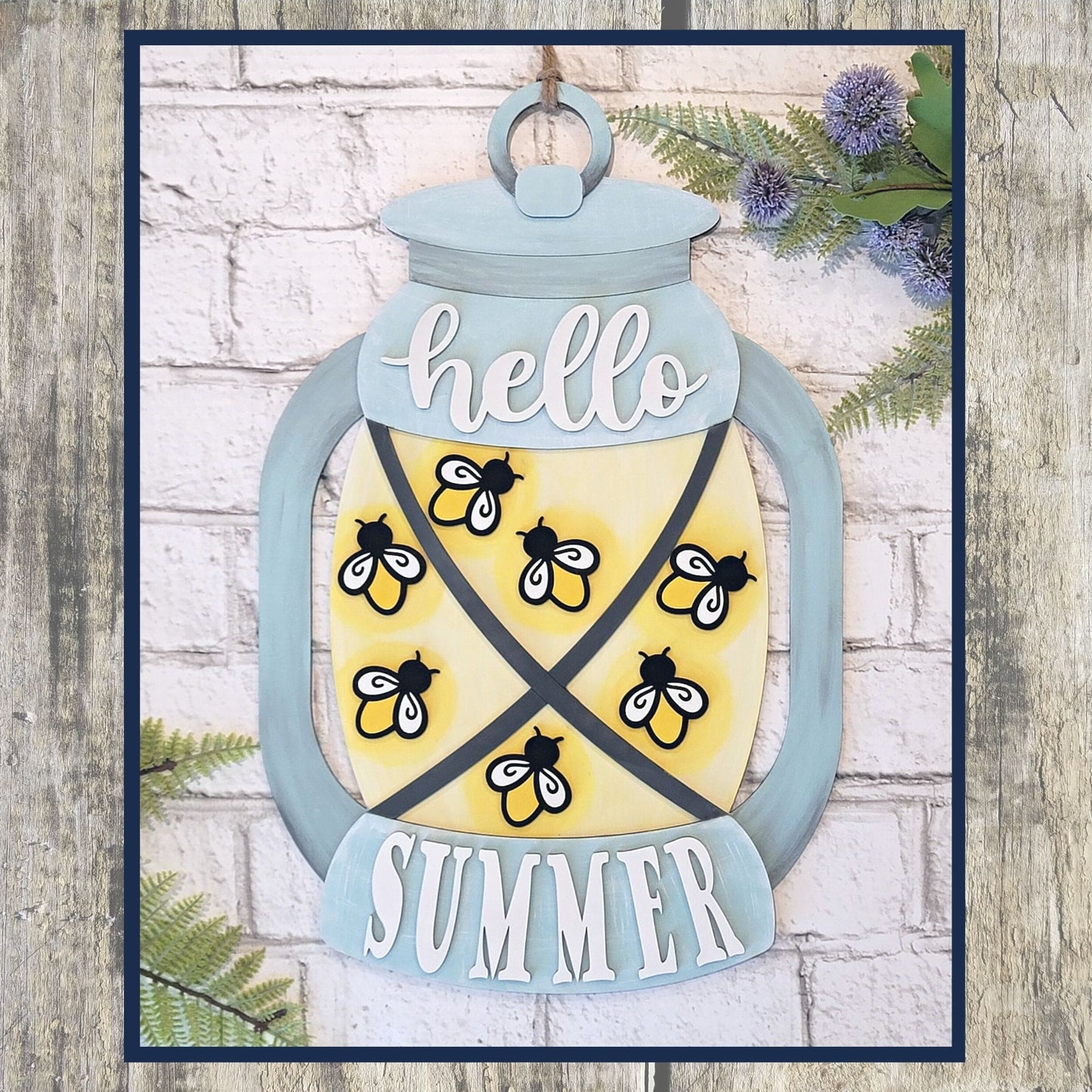 3D Door hanger - Hello Summer with Lightning bug Lantern