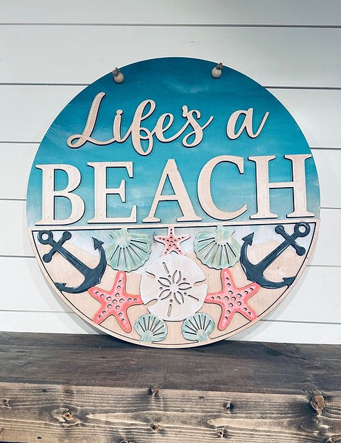 3D Door hanger - Life is a Beach with Shells