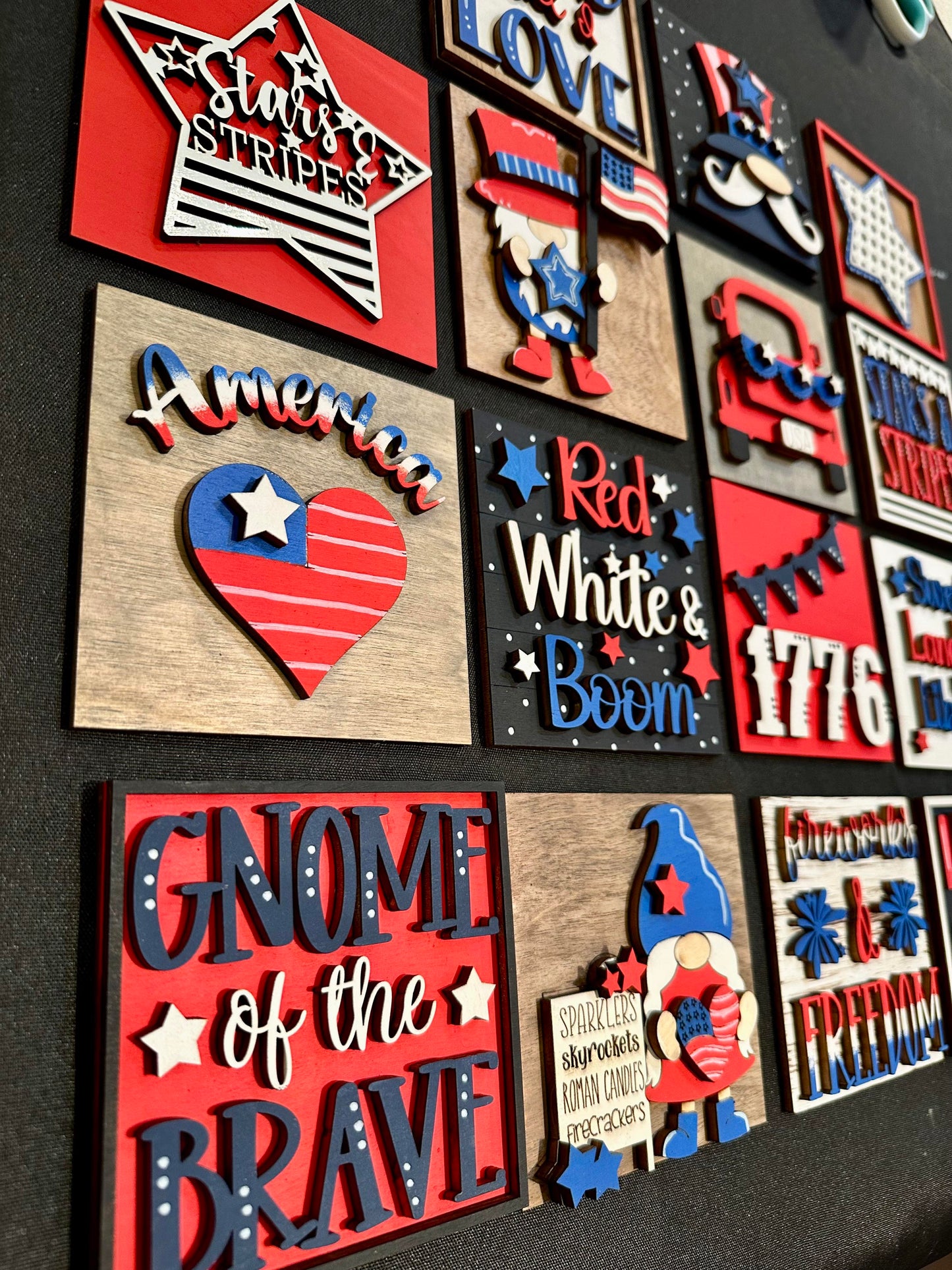 3D Interchangeable Square INSERTS ONLY - Patriotic