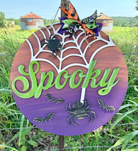 3D Door hanger - Spooky with spider webs and spider